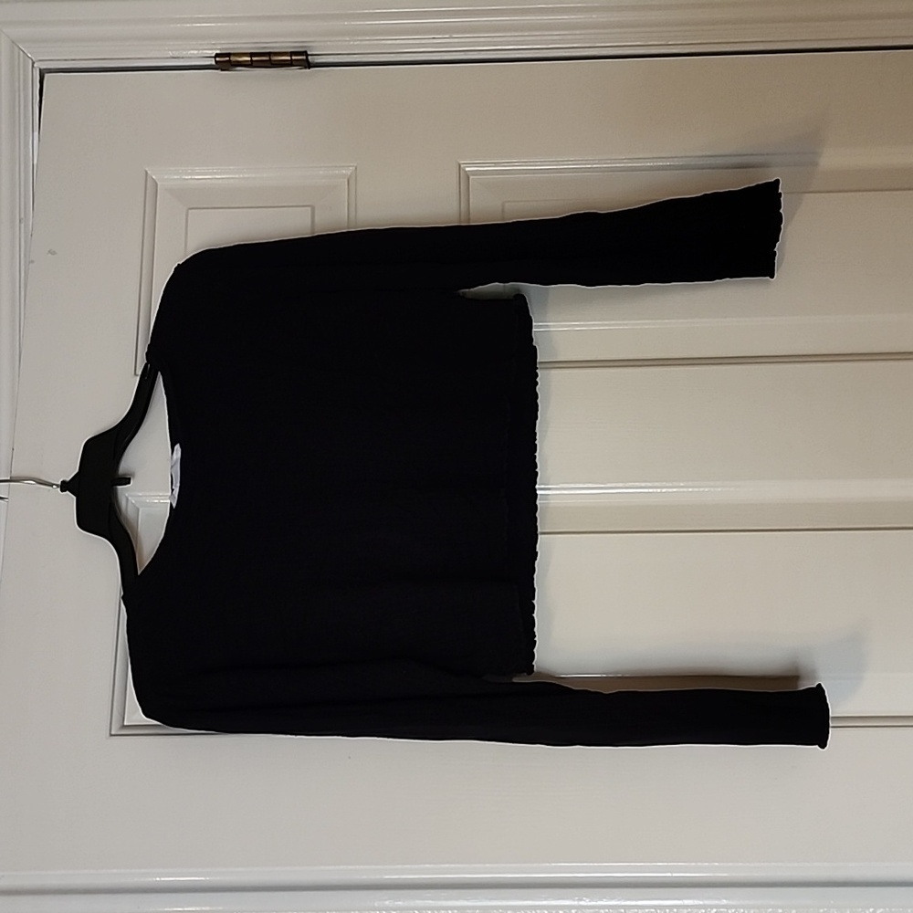 Double zero womens black size large long sleeve crop top